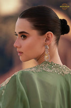 Olive Zaria Chinnon Silk Jacket Suit Set