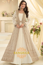 Ivory Premium Chinon Embroidered Anarkali Set