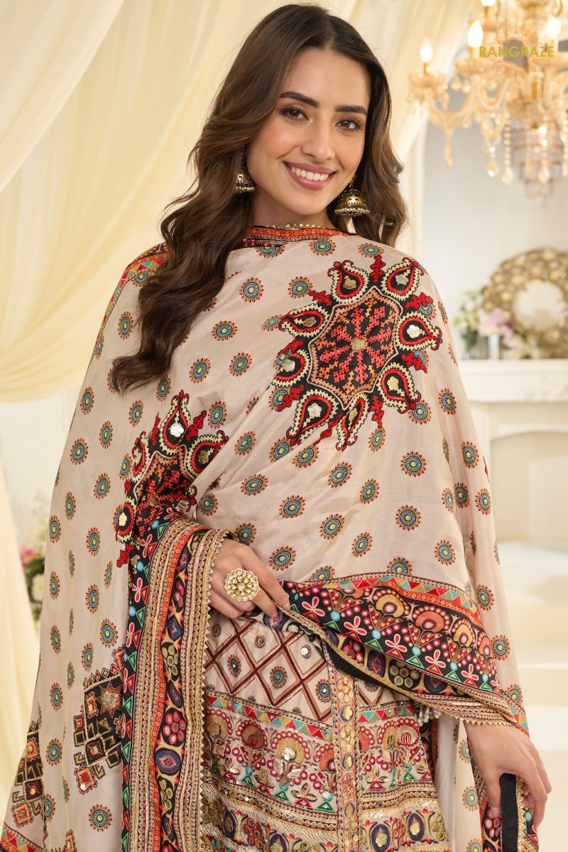 Gulnaar Heritage Crepe Silk Suit Set