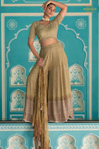 Antique Gold Readymade Georgette Palazzo Suit Set with Dupatta