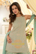 Mint Luxe Premium Georgette Sharara Set