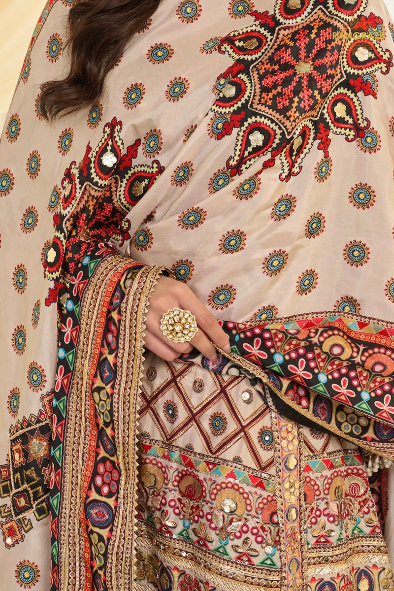 Gulnaar Heritage Crepe Silk Suit Set