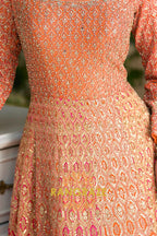 Orange Peach Premium Georgette Designer Anarkali Suit Set
