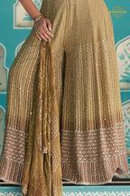 Antique Gold Readymade Georgette Palazzo Suit Set with Dupatta