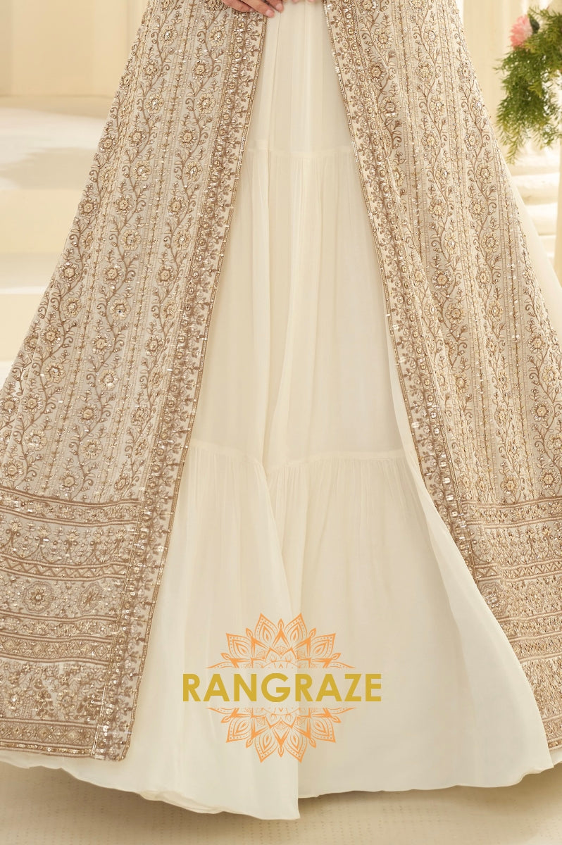 Ivory Premium Chinon Embroidered Anarkali Set