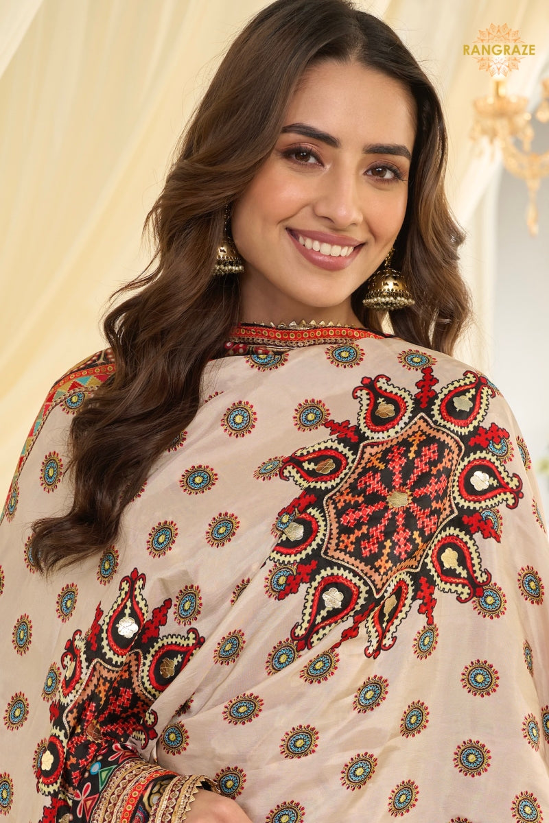 Gulnaar Heritage Crepe Silk Suit Set