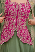 Olive Zaria Chinnon Silk Jacket Suit Set