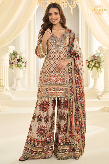 Gulnaar Heritage Crepe Silk Suit Set