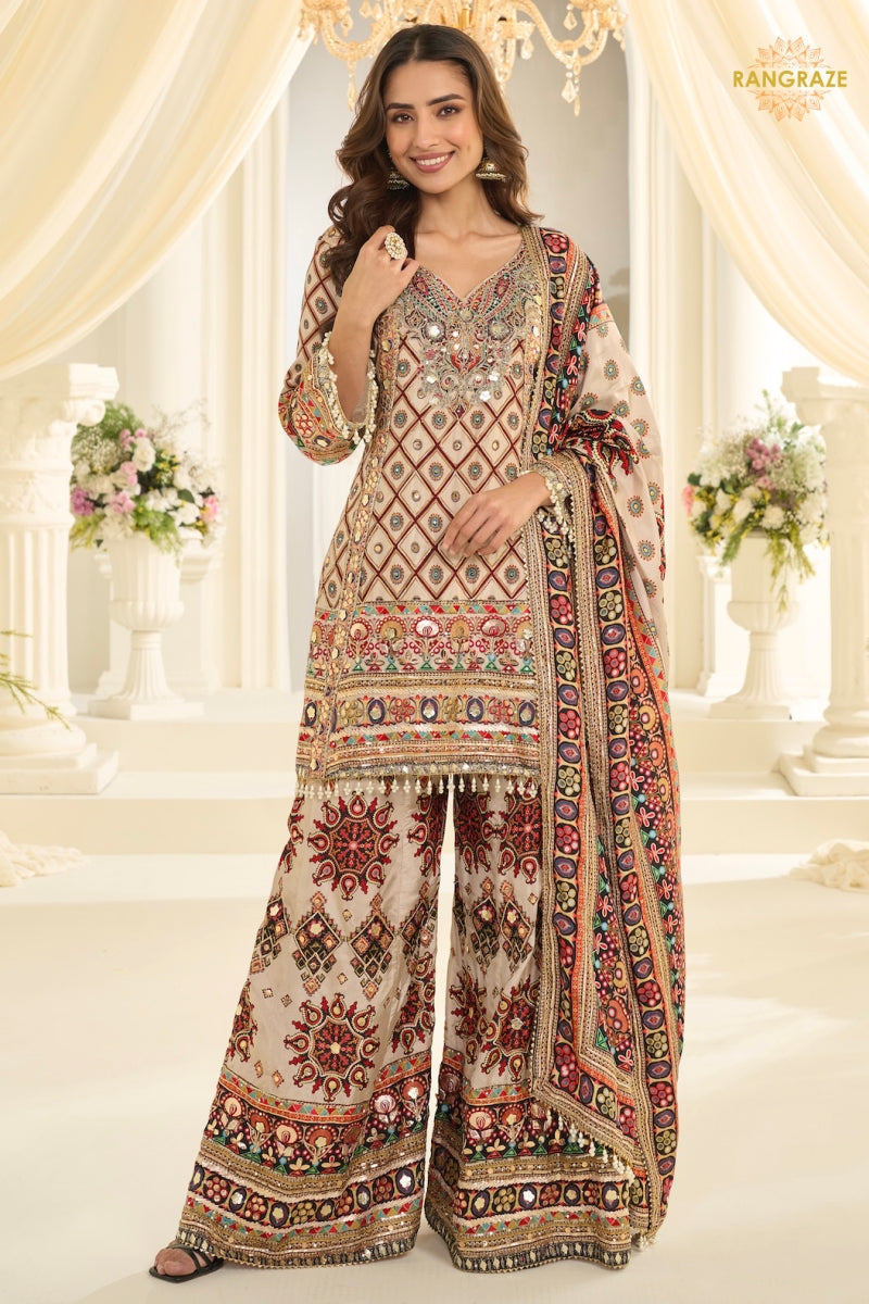 Gulnaar Heritage Crepe Silk Suit Set
