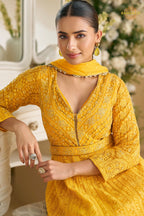 Mustard Yellow Premium Georgette Anarkali Suit Set