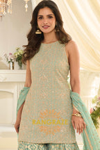 Mint Luxe Premium Georgette Sharara Set