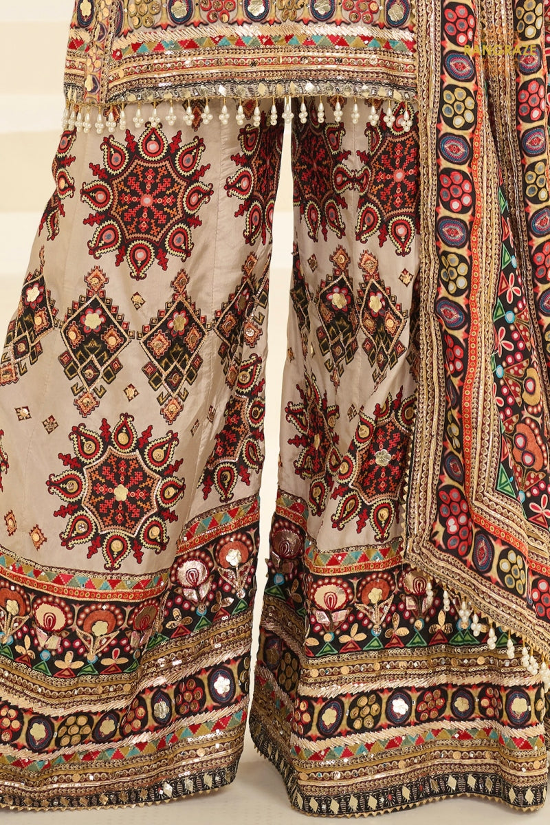 Gulnaar Heritage Crepe Silk Suit Set