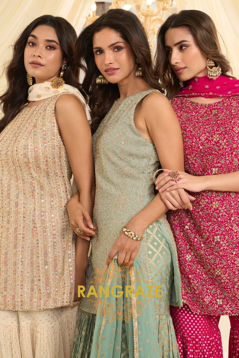 Mint Luxe Premium Georgette Sharara Set