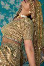 Antique Gold Readymade Georgette Palazzo Suit Set with Dupatta