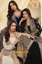 Black Premium Chinon Embroidered Anarkali Set