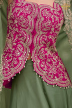 Olive Zaria Chinnon Silk Jacket Suit Set