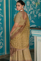 Antique Gold Readymade Georgette Palazzo Suit Set with Dupatta