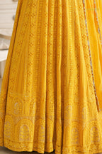 Mustard Yellow Premium Georgette Anarkali Suit Set