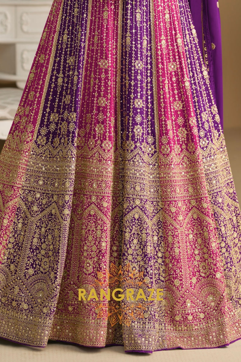 Purple Pink Premium Georgette Designer Anarkali Suit Set