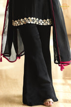 Black Mirror Silk Palazzo Suit Set