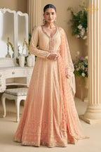 Peach Premium Georgette Anarkali Suit Set
