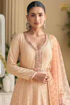 Peach Premium Georgette Anarkali Suit Set