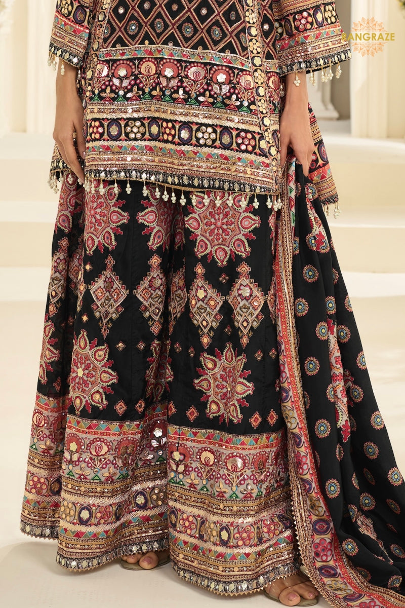 Noir Mirror Crepe Silk Suit Set