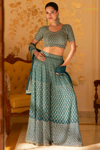 Teal Readymade Georgette Palazzo Suit Set with Dupatta