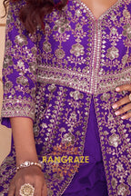 Royal Purple Premium Chinon Embroidered Designer Suit Set