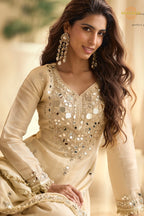 Ivory Mirror Silk Palazzo Suit Set