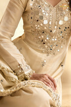 Ivory Mirror Silk Palazzo Suit Set