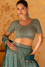 Teal Readymade Georgette Palazzo Suit Set with Dupatta