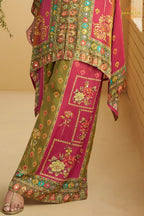 Gulnaar Crepe Silk Embroidered Mirror Work Suit Set
