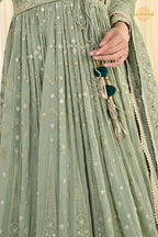 Sage Noor Premium Georgette Anarkali Gown Set