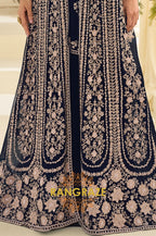 Navy Blue Premium Chinon Embroidered Anarkali Set
