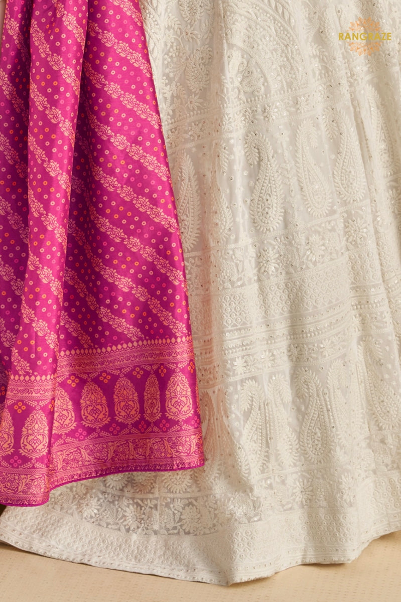 Off-White Premium Georgette Anarkali Suit Set