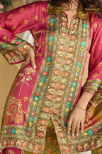 Gulnaar Crepe Silk Embroidered Mirror Work Suit Set