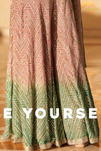 Mauve Green Ombre Sequined Georgette Palazzo Suit Set with Dupatta