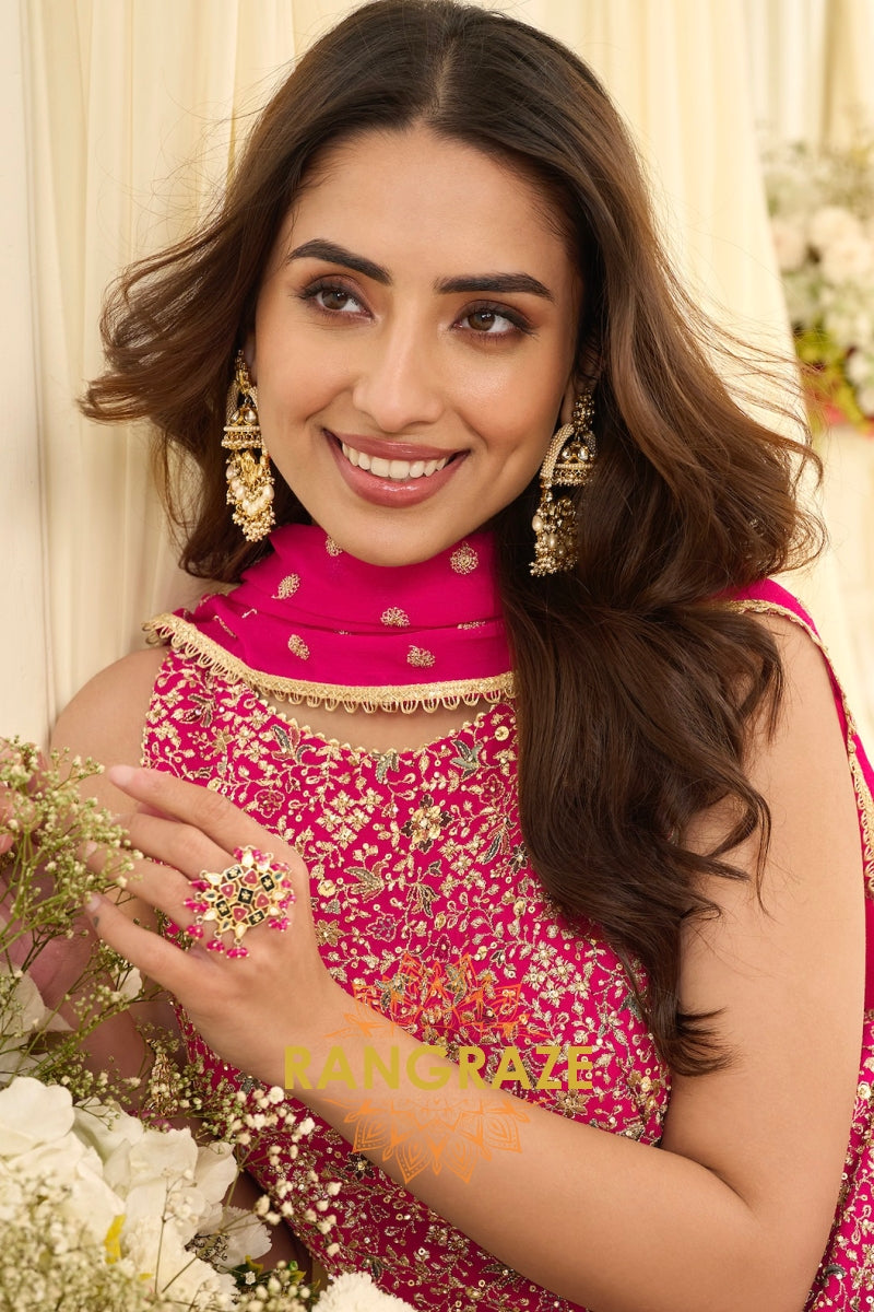 Rani Pink Premium Georgette Suit Set