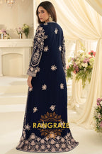 Navy Blue Premium Chinon Embroidered Anarkali Set