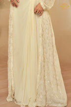 Ivory Zareen Georgette Jacket Croptop Skirt Suit Set