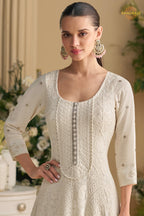 Off-White Premium Georgette Anarkali Suit Set