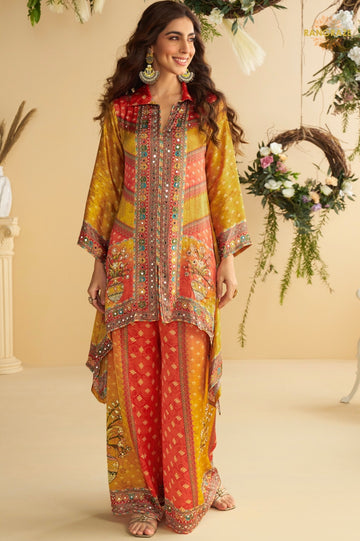 Zariya Crepe Silk Embroidered Mirror Work Suit Set