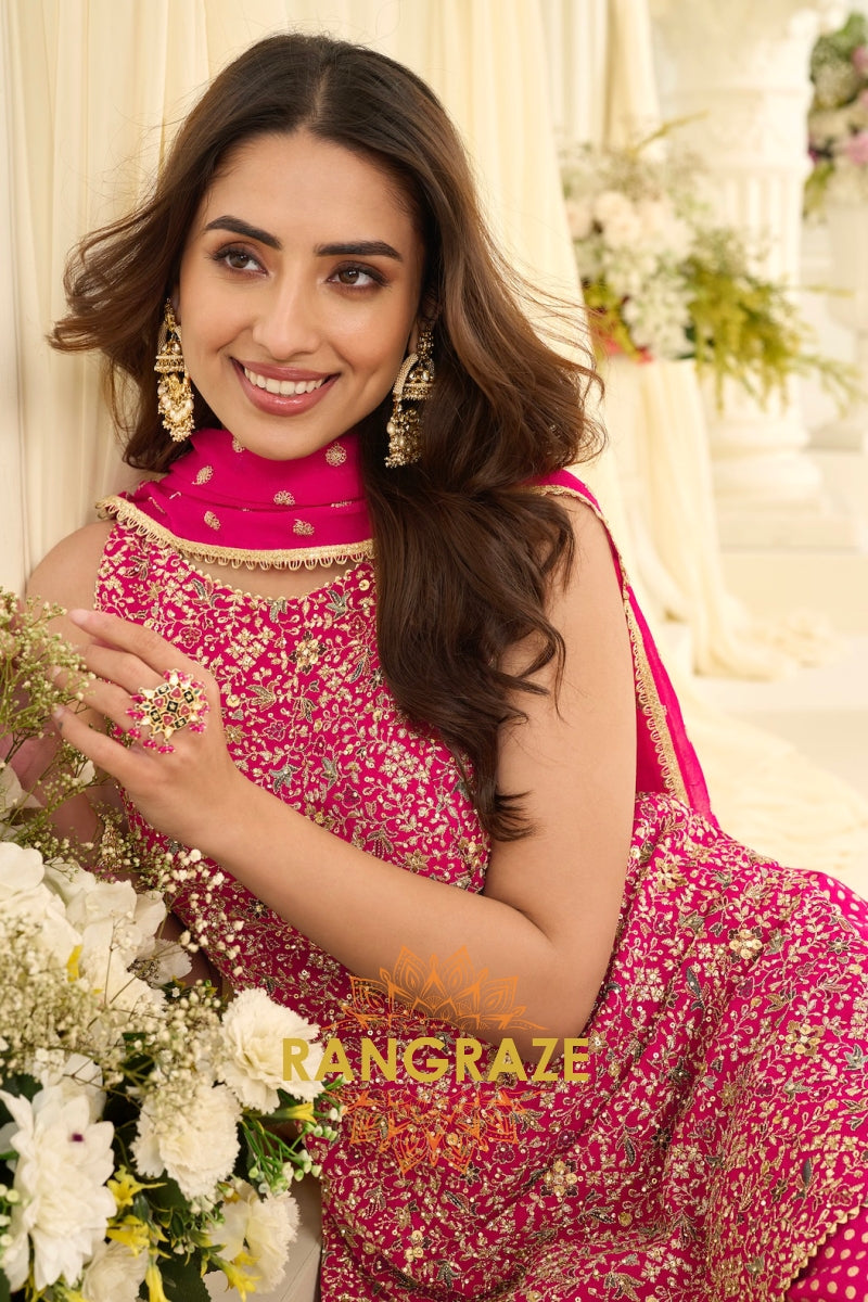 Rani Pink Premium Georgette Suit Set