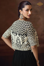 Noir Ivory Embroidered Palazzo Jacket Suit Set