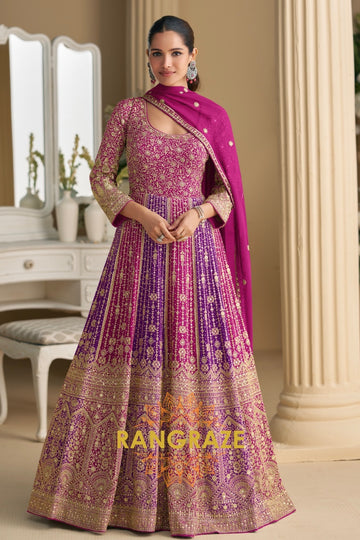 Magenta Purple Premium Georgette Designer Anarkali Suit Set