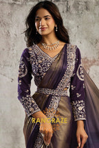 Metallic Gold Satin One Minute Saree with Readymade Designer Blouse & Belt