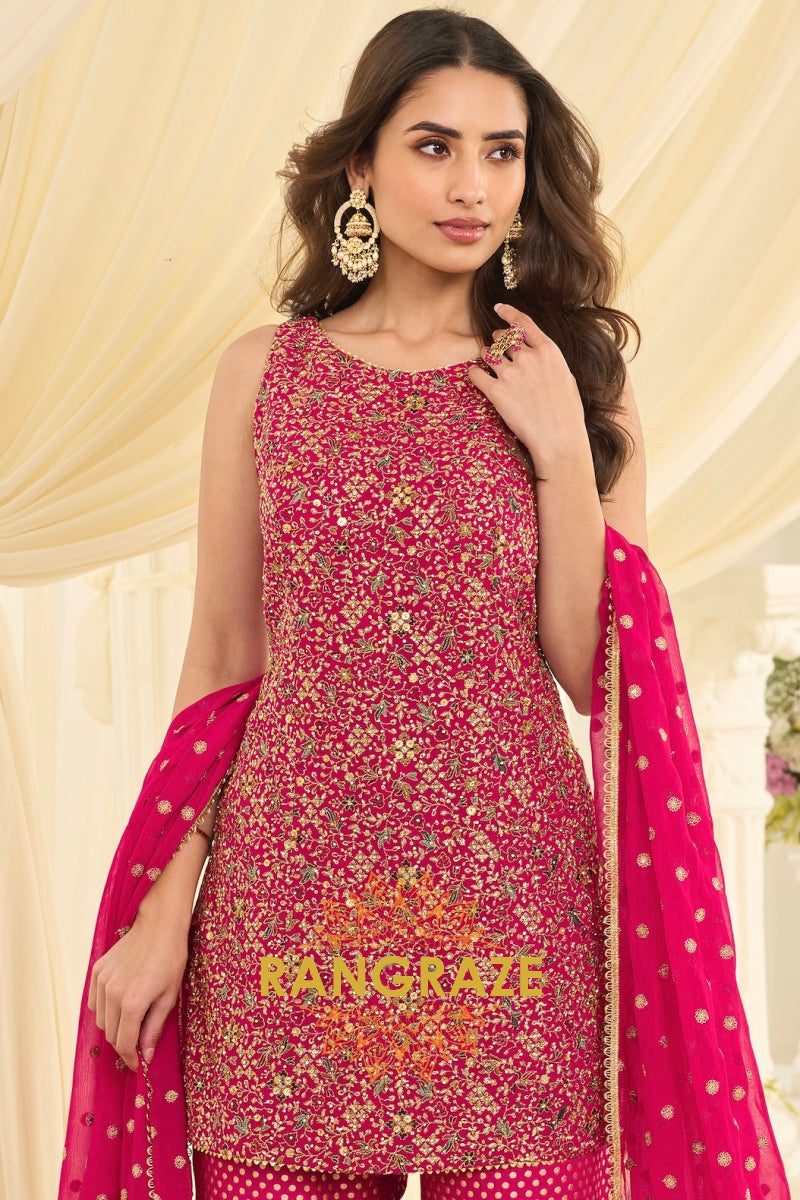 Rani Pink Premium Georgette Suit Set