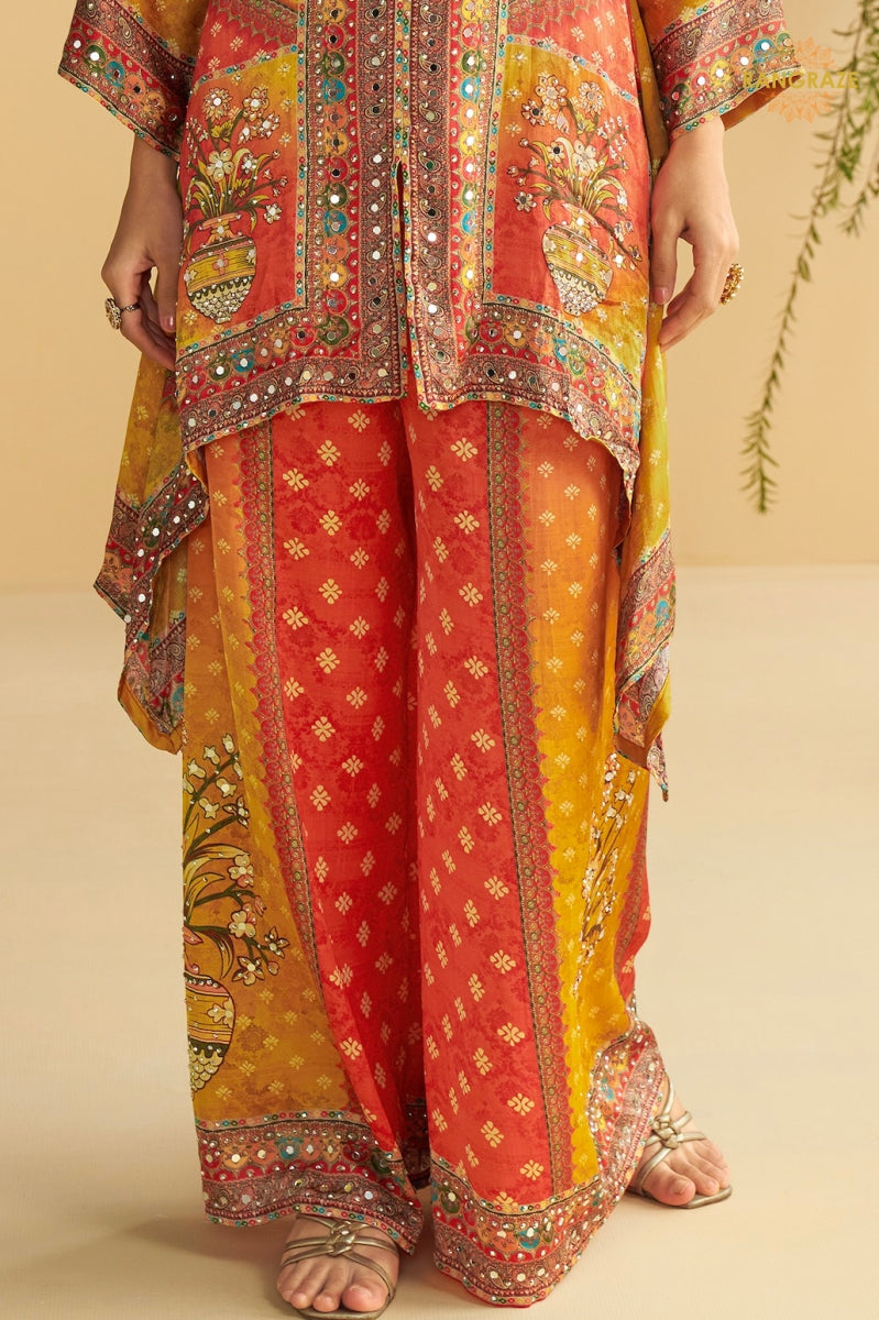 Zariya Crepe Silk Embroidered Mirror Work Suit Set
