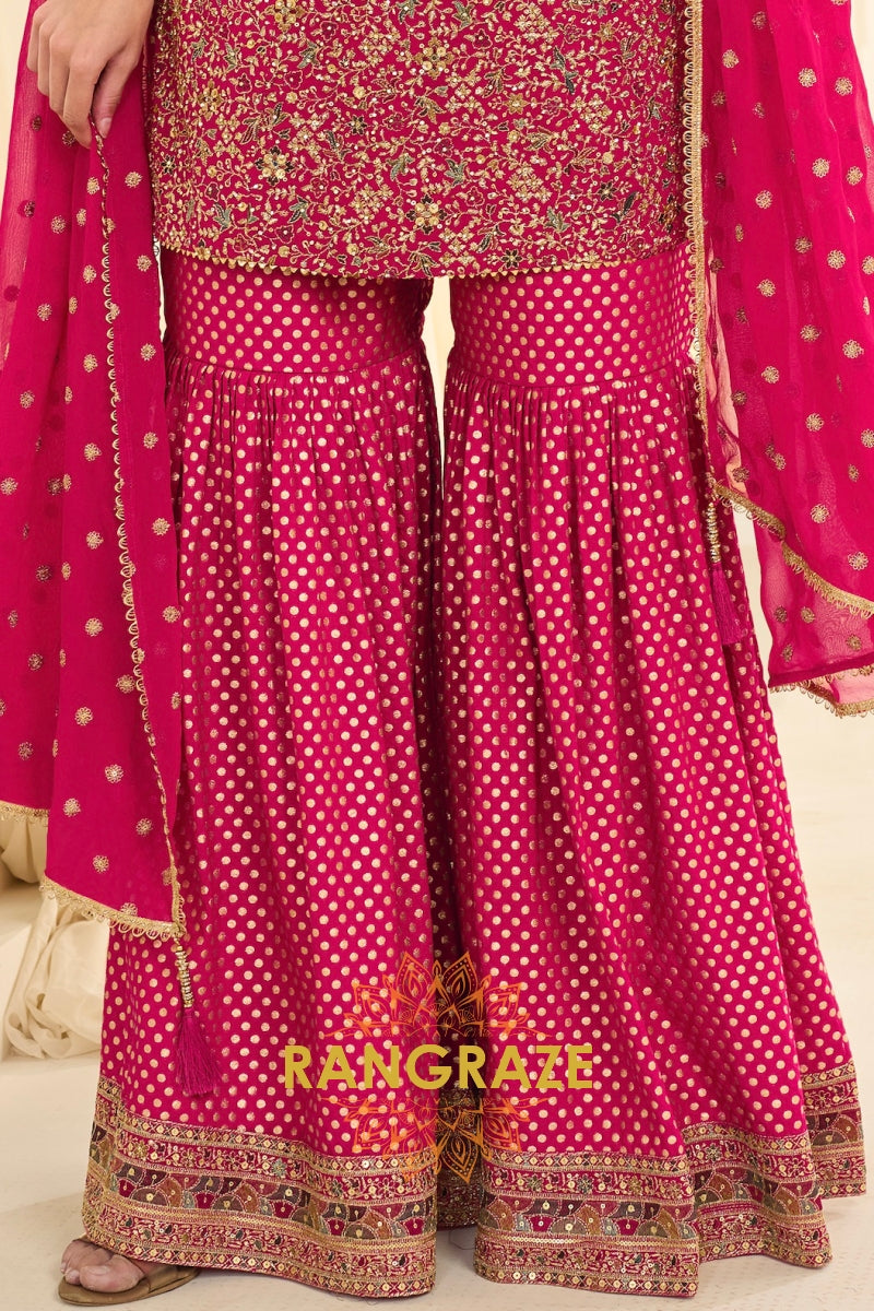 Rani Pink Premium Georgette Suit Set